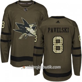 Män Ishockey San Jose Sharks Tröja Joe Pavelski 8 Adidas 2017-2018 Camo Grön Authentic